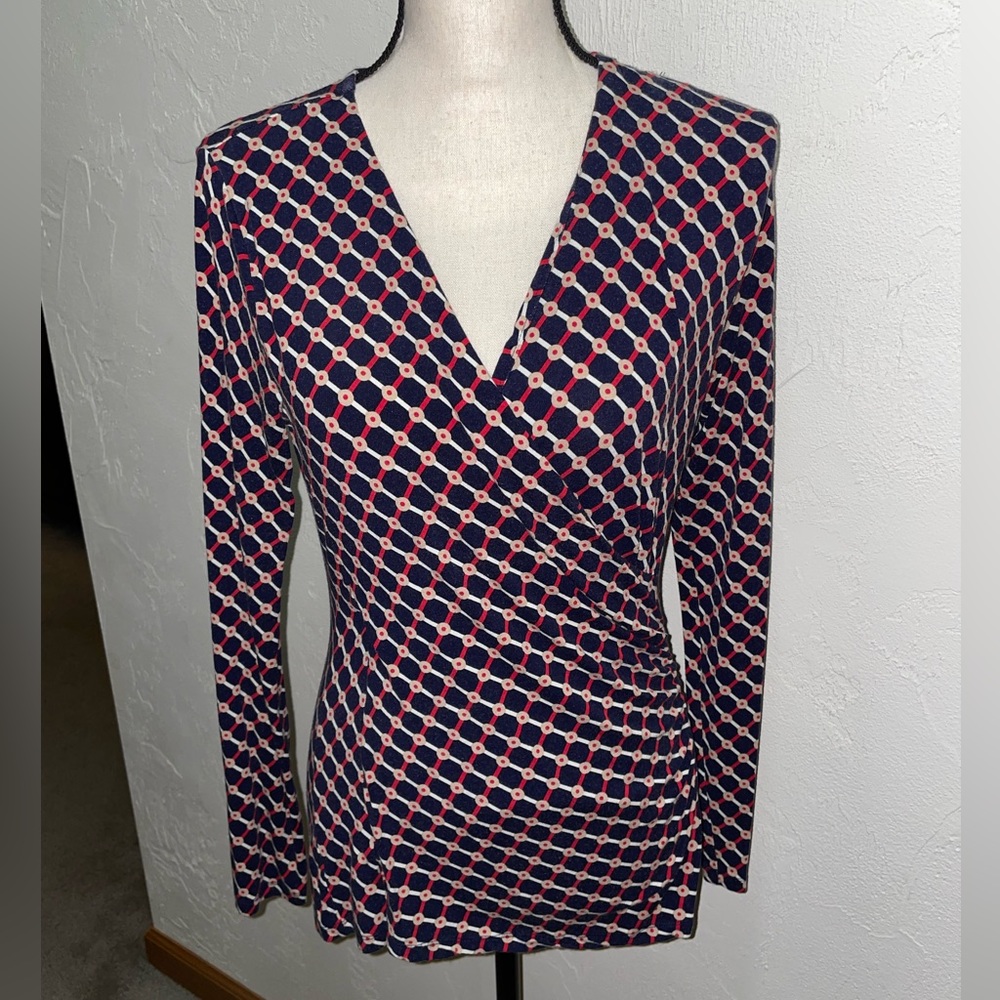 ❤️ Talbots - Patterned Wrap-Front Top - Size: S